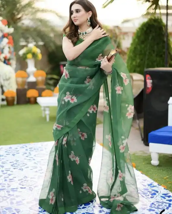 Organza printed saree  uploaded by A star on 2/24/2023