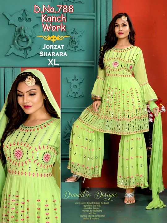 Gherara sets dupatta set mirror heavy full work fancy designer party wear stylish new style sets uploaded by Radha Creation , Maira sales for Readymade items on 2/24/2023