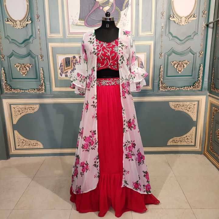 *Red Hottest Indo-Western (Semi-Stitch)*
Lehenga Fabric:- Georgette(60 Gm)
Lehenga Inner:- Crape
Leh uploaded by Fashion hub on 2/22/2021
