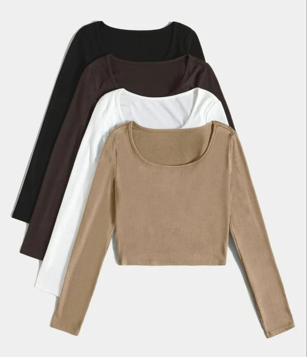 Imported likra ribbon cotton fabric Full sleeve square neck tshirt  uploaded by Dolce Vita enterprises  on 2/25/2023