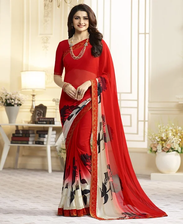 Georgette printed saree  uploaded by Krishna fashion on 2/25/2023