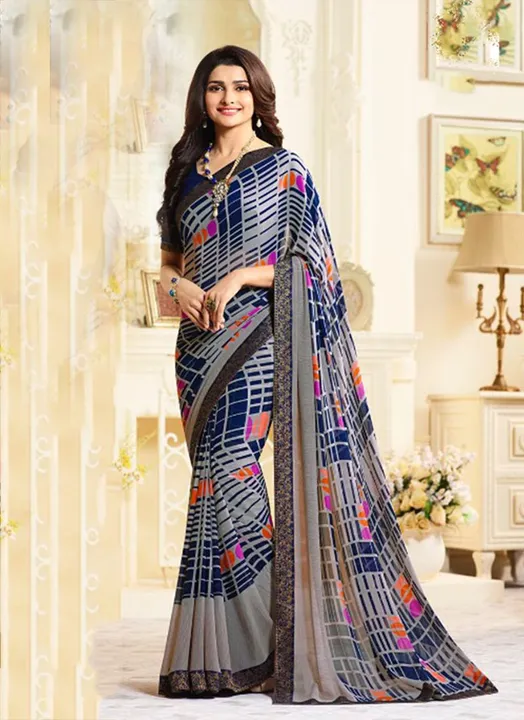 Georgette printed saree  uploaded by Krishna fashion on 2/25/2023