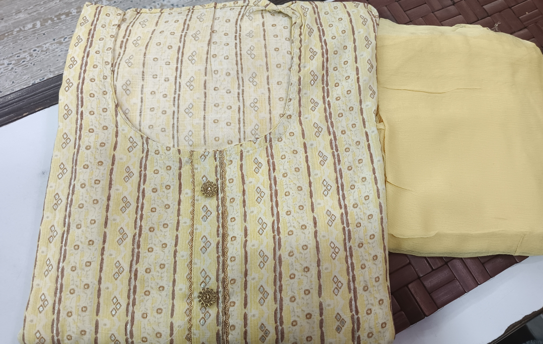 Yellow printed cotton suit uploaded by AAR ENTERPRISES on 2/25/2023