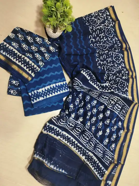 beautiful handblock attractive indigo print suit uploaded by Virasat kala chanderi on 5/28/2024