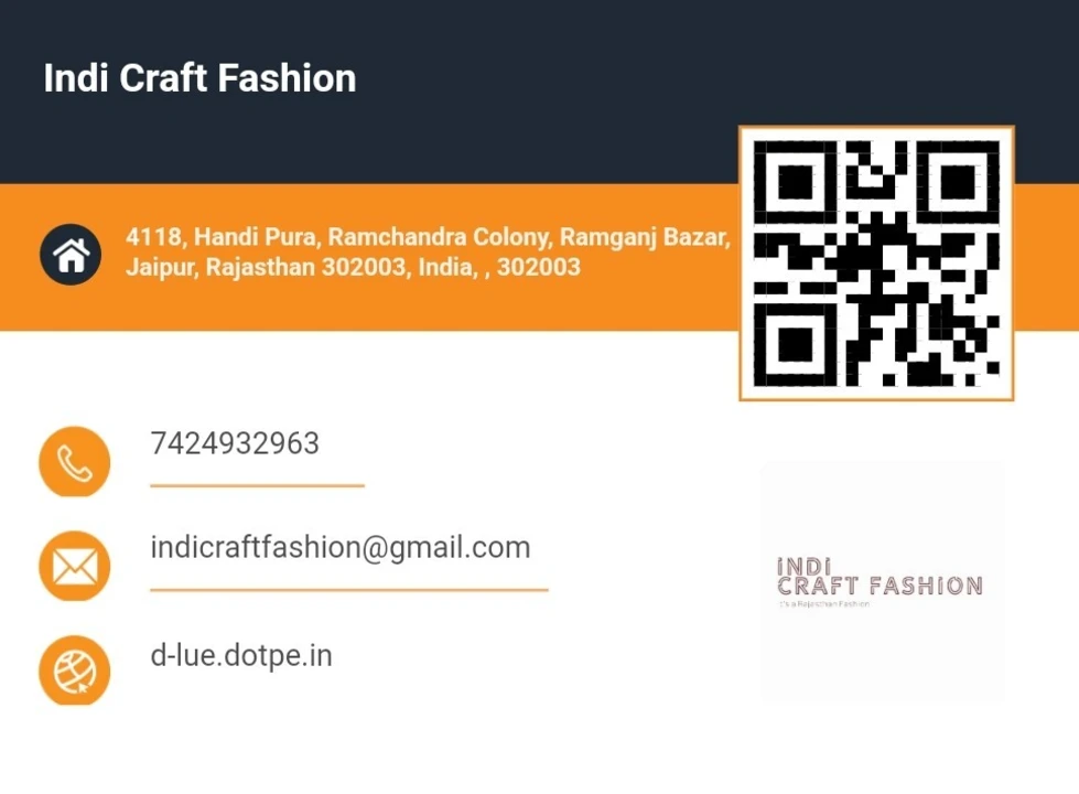 Visiting card store images of Indi Craft Fashion