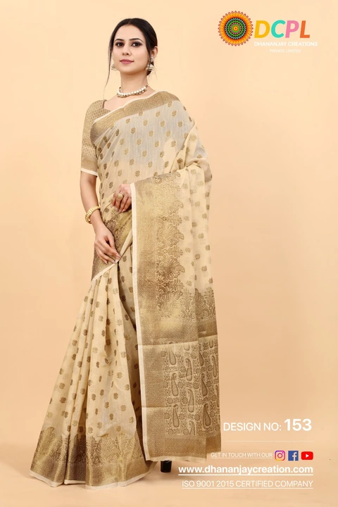 Butti disign cream colour available  uploaded by Dhananjay Creations Pvt Ltd. on 2/25/2023