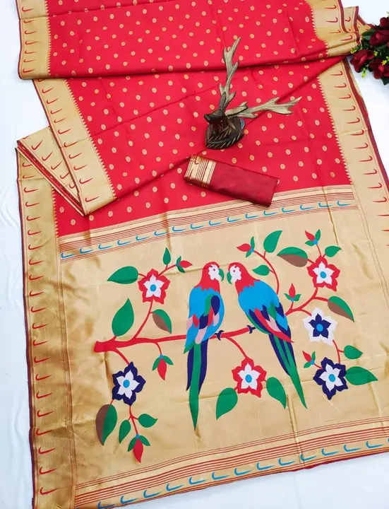 💐💐*NEW LAUNCHING*💐💐

Banarasi *soft silk paithani saree* with gold zari border and exclusive gol uploaded by Vishal trendz 1011 avadh textile market on 2/25/2023