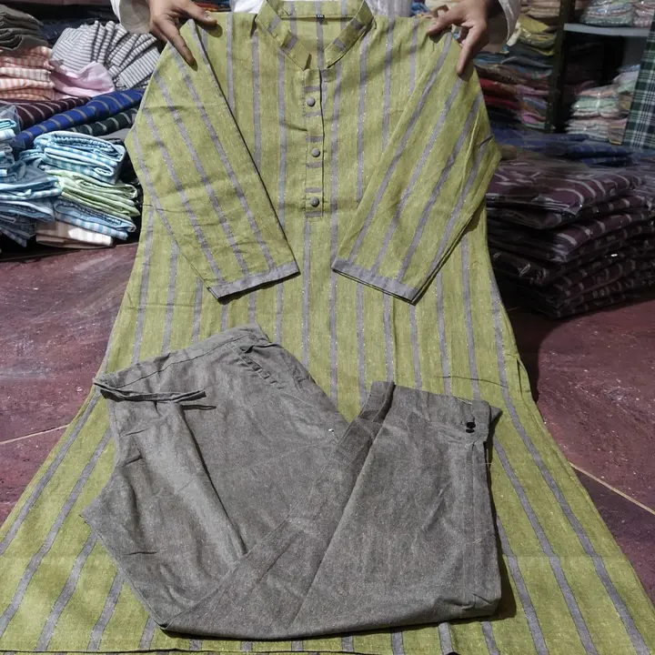 Khadi kurti with trouser set  uploaded by rainbow on 2/25/2023