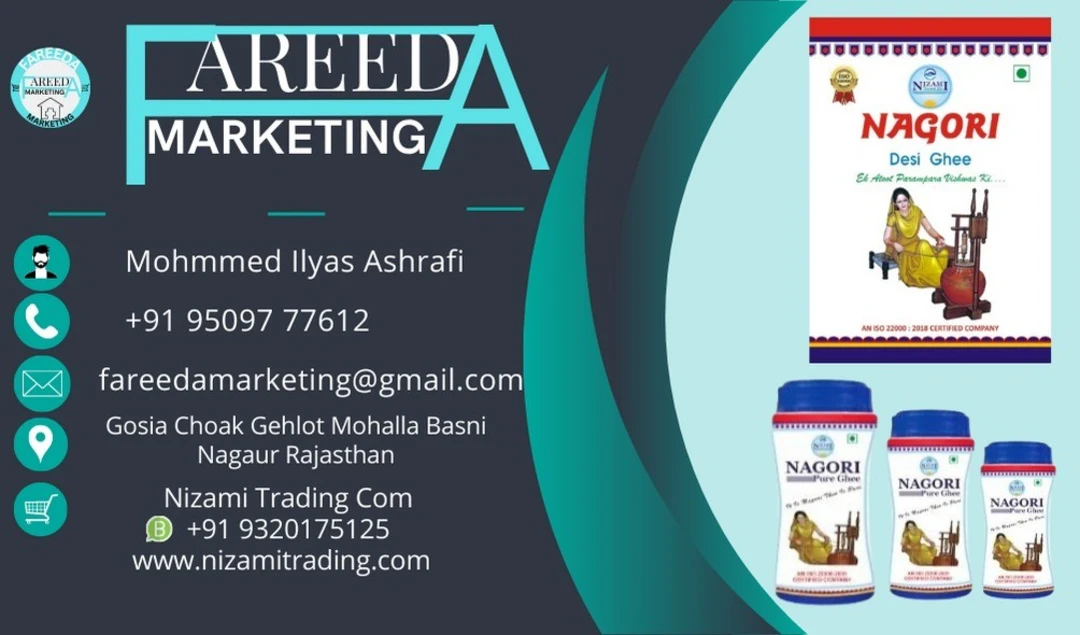 Visiting card store images of Fareeda Marketing