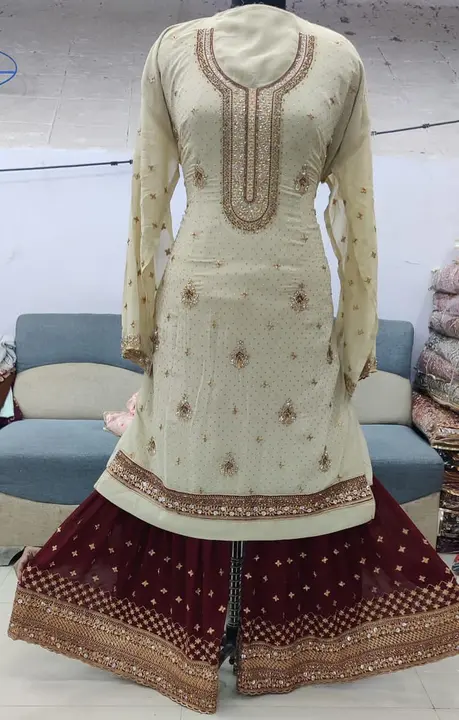 Goergett top with contrast garara with full zarkhan uploaded by Humera fashion on 2/25/2023