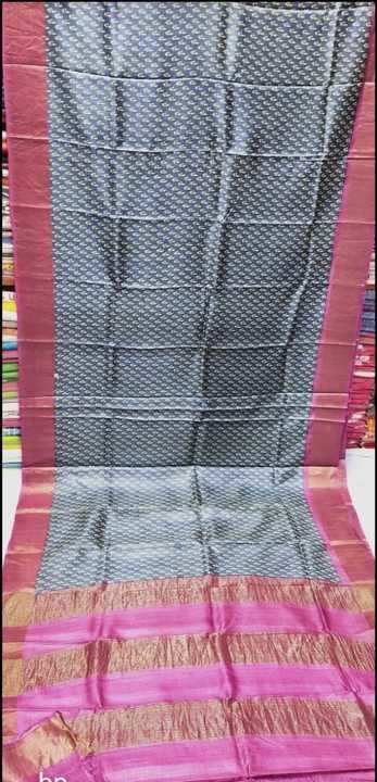 Handloom tussar silk hand block print saree--------my WhatsApp  uploaded by business on 2/23/2021