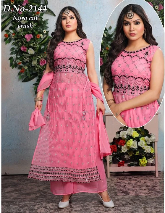 Nayra cut heavy 3 pcs jorjet sets fancy work designer  uploaded by Radha Creation , Maira sales for Readymade items on 2/25/2023