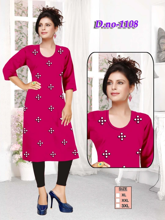 Designer Rayon  kurtie
Fabric: heavy sequans work
Rate ; 120/_ 
Full heavy Rayon  cloth uploaded by Ridhi Sidhi Creation 9512733183 on 2/25/2023