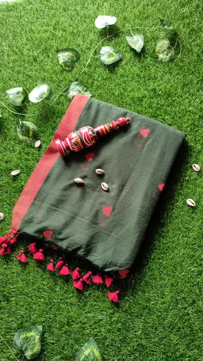Exclusive Handloom Heart Motive Khadi Cotton Saree  uploaded by Milaans on 2/26/2023