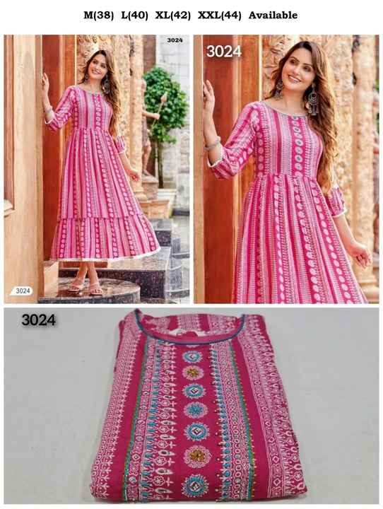 New Rayon wrinkle printed gown uploaded by Vihu fashion on 2/26/2023