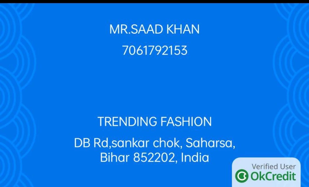 Visiting card store images of TRENDING FASHION 