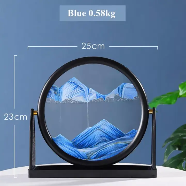 Blue Moving Sand Art Picture Décor Rotating Round Glass Frame 3D Sandscape Relaxing 10 inch uploaded by Gala Collection on 2/26/2023