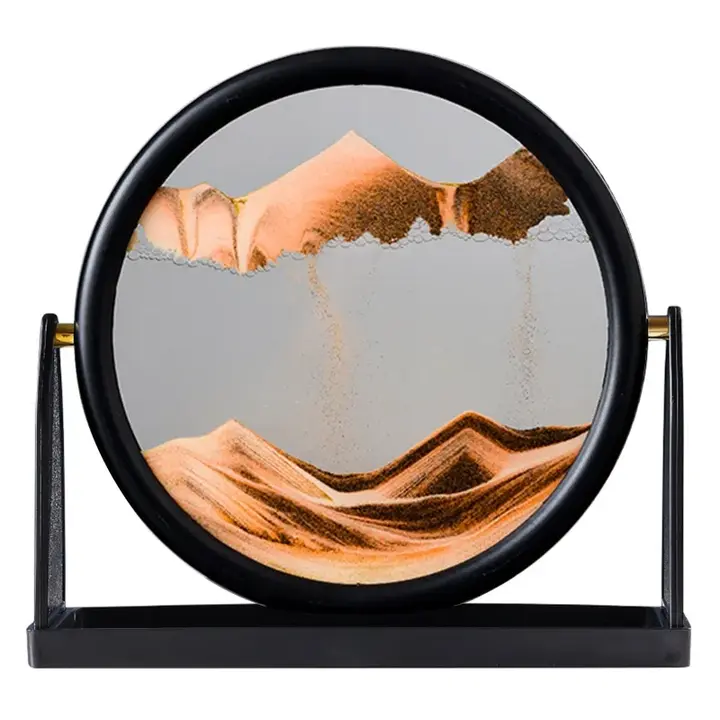 Yellow Moving Sand Art Picture Décor Rotating Round Glass Frame 3D Sandscape Relaxing 10 Inch uploaded by Gala Collection on 2/26/2023