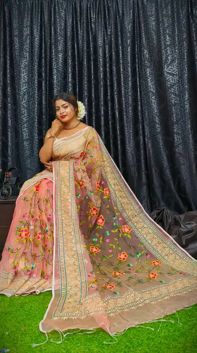 Maslin Embroidery saree uploaded by Debasree Boutique on 2/26/2023