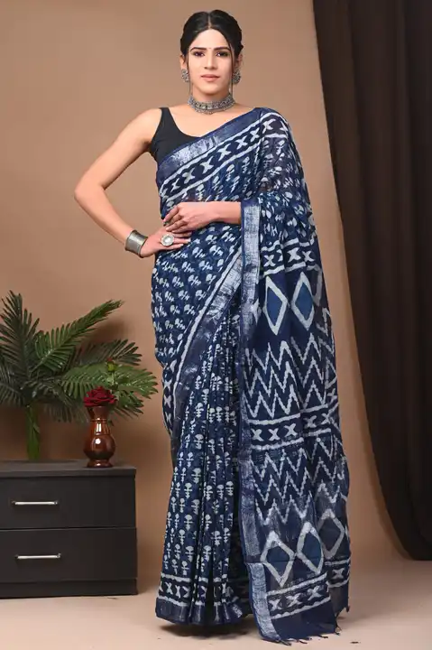 Post image *feel* trendy... *feel* authentic....🎀🎀🎀🎀🎀🎀🎀🎀🎀🎀

👌🏻linen collection 👌🏻
.... *hand* block printed linen saree with blouse..
size 6.5 with blous
natural dye n colou

pure hand ( without skrin chemical

price 1100+$🥳mikk👌🇮🇳👌😇👌👌🤩👌) 
re...👌👌🤩👌
Dm for orders or contact us on 9821690809