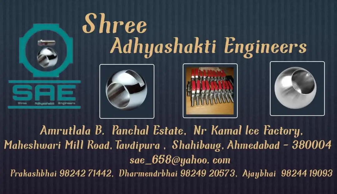 Post image Shree adhayashkti engineers
Ahmedabad, Gujarat, India
We have manufacturer this product :
BALL( USE IN VALVE )
Sizes: 3/8" to 4"
Materials: ss ( 202, 304, 316, &amp; as your requirements )
Barstok &amp; ic castings
Contact us:
Email: sae_658@yahoo.com
Mob: 9824920573
link: 
https://m.facebook.com/profile.php?id=166788340011547