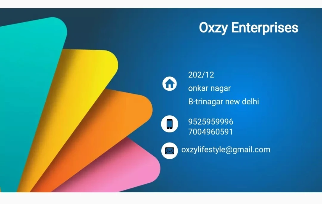 Visiting card store images of Oxzi enterprises