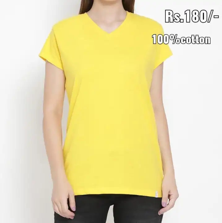 Plain Cotton Yellow t shirts for women uploaded by business on 2/26/2023