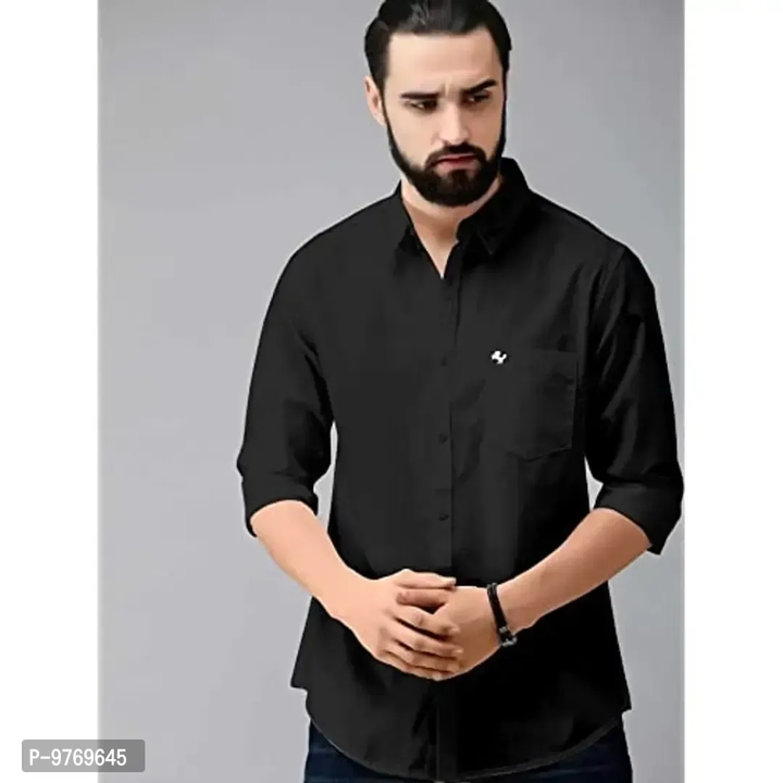 Silver Buck Men's Solid Cotton Fullsleeve Classic Collar Casual Shirt (Black Size:-Large*
 uploaded by business on 2/26/2023