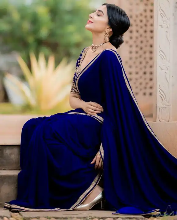Georgette saree with velvet blouse uploaded by S.S. FASHION SURAT  on 2/26/2023