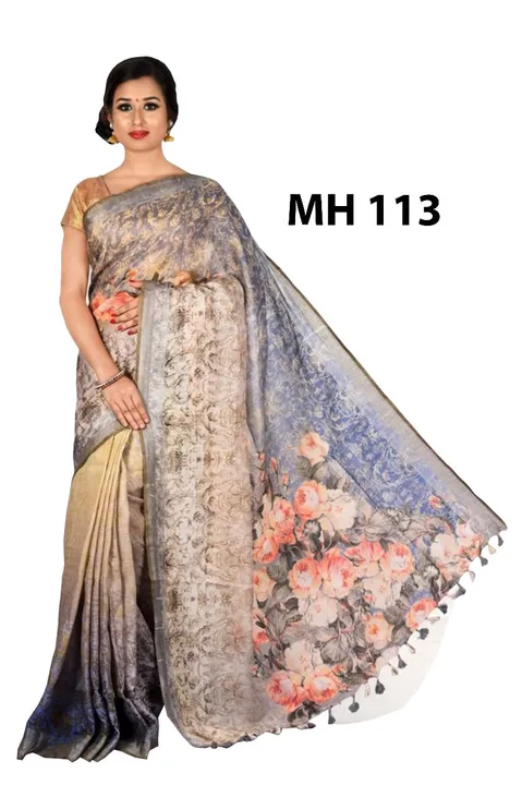 Linen silk saree  uploaded by Weavers gallery on 2/26/2023
