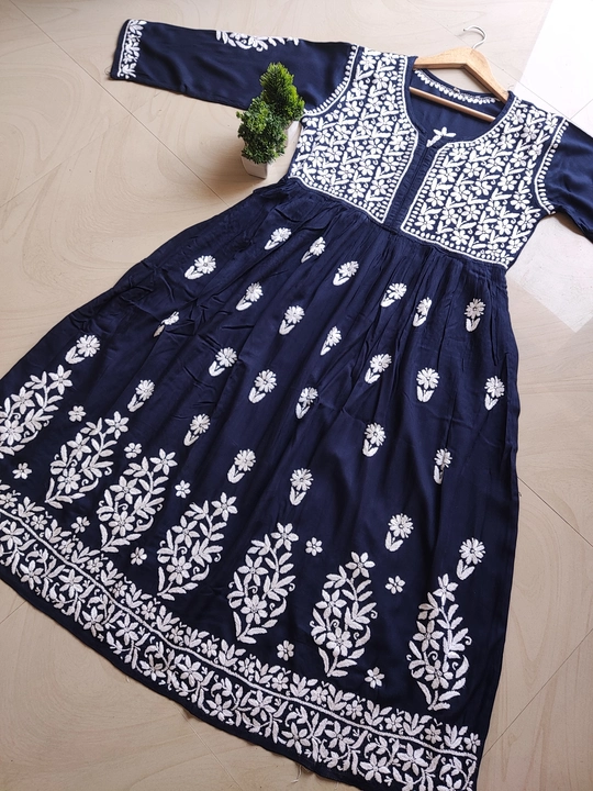 Reyon fancy chikankari gown uploaded by business on 2/26/2023