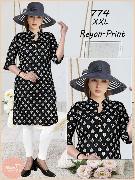 Reyon printed straight kurtis   uploaded by Radha Creation , Maira sales for Readymade items on 2/27/2023
