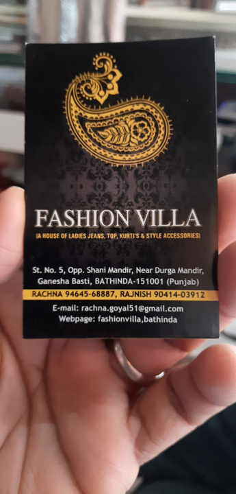 Visiting card store images of Fashion Villa