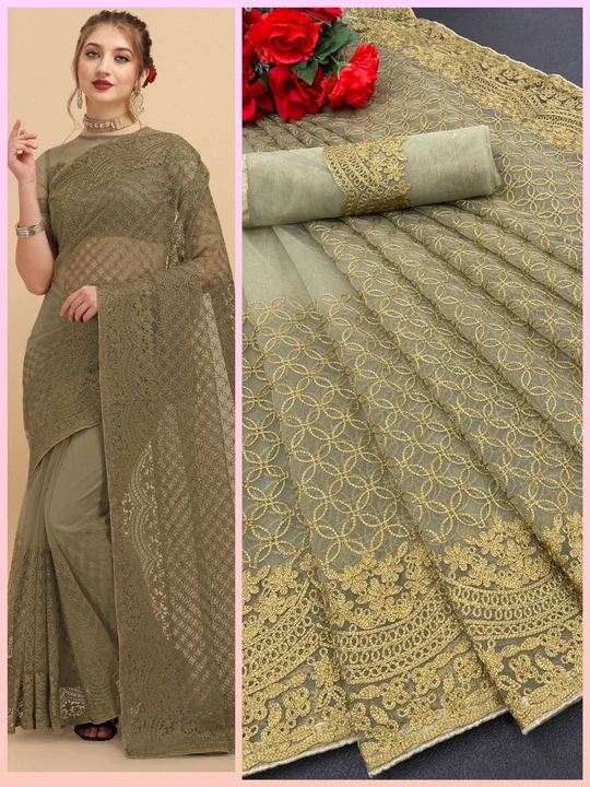Exclusive new design fancy work saree uploaded by Swastik creation on 2/27/2023