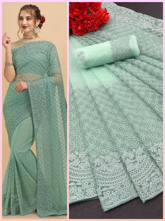Exclusive new design fancy work saree uploaded by Swastik creation on 2/27/2023