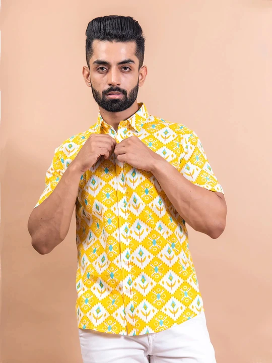 Men Lycra cotton Shirts uploaded by Vraj-Vihar Synthetics on 2/27/2023