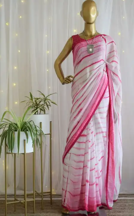 Georgette saree with Stitched blouse uploaded by S.S. FASHION SURAT  on 2/27/2023