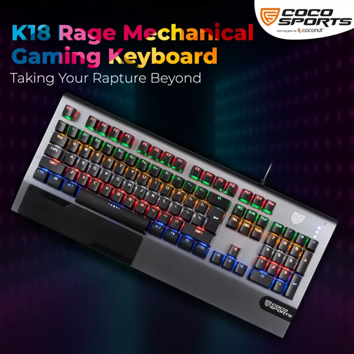 K18 Rage Mechanical Gaming Keyboard ,104 Blue Switches , Palm Rest uploaded by Coconut - IT Accessory Brand on 2/27/2023