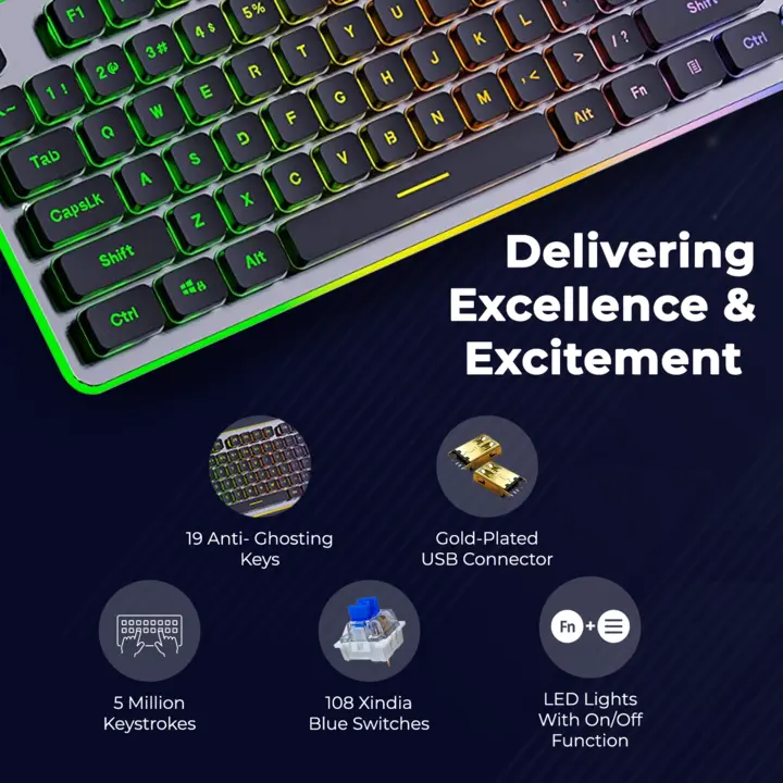 Glassy Gaming Keyboard Mouse Wired Combo uploaded by Coconut - IT Accessory Brand on 2/27/2023