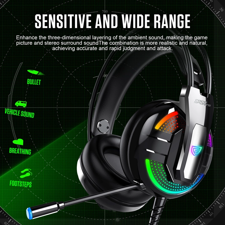 GH1 Enigma RGB Gaming Headset with mic , 50mm drivers , 2.2M Cable uploaded by business on 2/27/2023