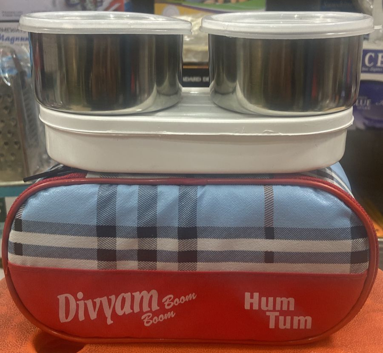 Zipper Bag Lunch Box with 2 Stainless Steel container and 1 Roti box uploaded by Vardhaman Sales Corporation on 2/27/2023