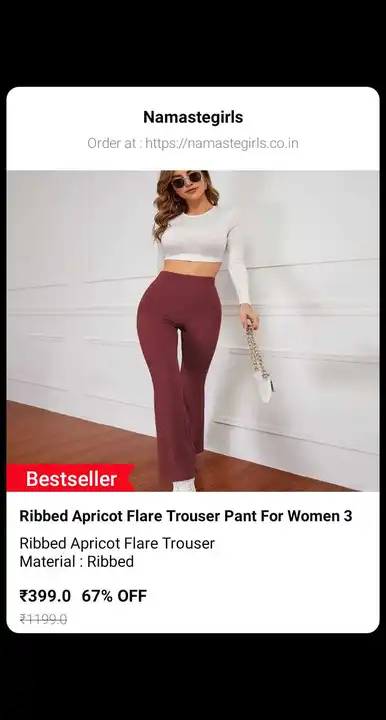 Read Apricot player trouser pant for women uploaded by Namastegirls on 2/27/2023