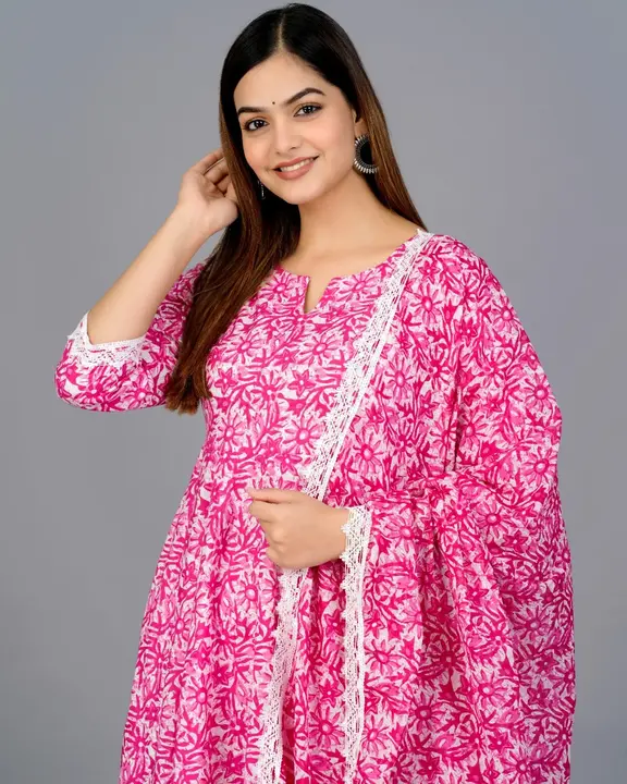 Pure cotton kurta pant and dupatta set  uploaded by Aleexa Outlet on 2/27/2023