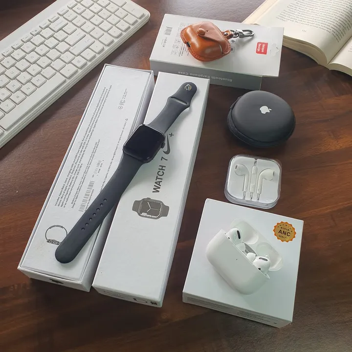 Post image *Apple Watch Series 7 And Airpods Pro  Combo* 😍


Rate : 1999/- Rs 

Total 5 items in this combo 
1) Apple Watch Series 7
2) Airpods Pro
3) Airpod Pro Leather Case
4) Wired Eapods
5) Multi Purpose Cover 

Apple Watch Series 7
-Watch With Same Original Packaging 🔥
-Full Screen 🔥
-Crown Working 🔥
- Own Wallpaper Set 🔥

Heavy Quality Airpods Pro 598mah 🔥
-With Popups 🔥
-With Original Box And Accessories 🔥

Best Combo With All The Th You Need Is Now Here!