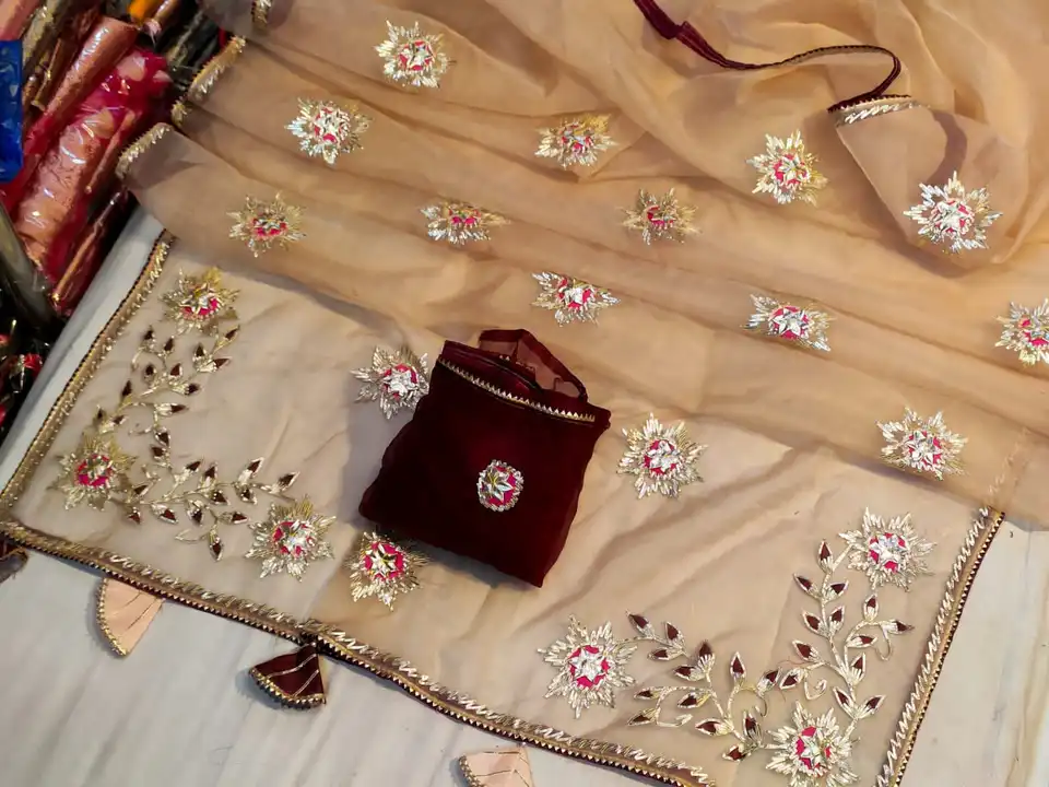 Organza fabric gotta patti work saree  uploaded by FASHION MART on 2/28/2023
