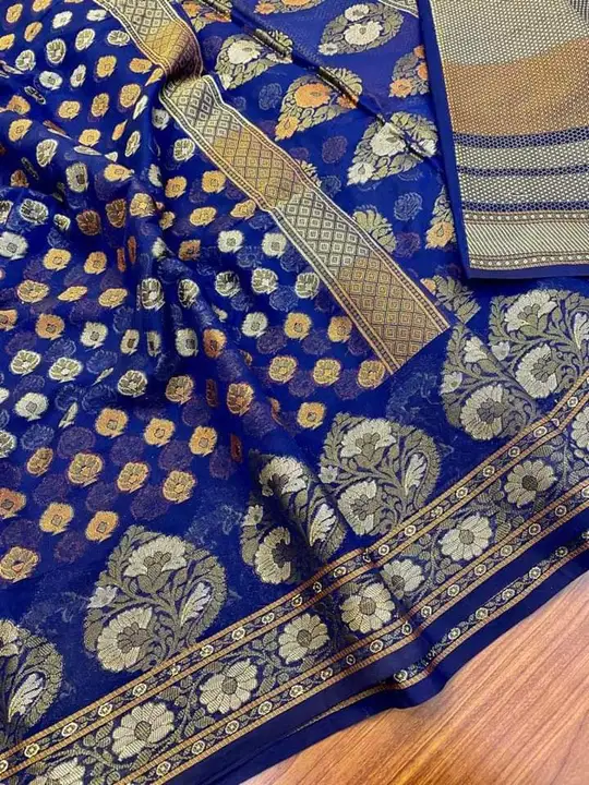 Banarasi fancy daybal Sami Georgette fabric
 uploaded by Bs_textiles7 on 2/28/2023