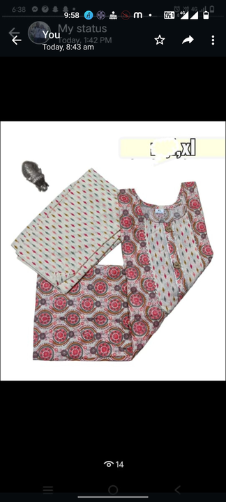 Post image I want 1 pieces of Kurti pant at a total order value of 500. I am looking for Any one is having same piece then please contact me fast. Please send me price if you have this available.