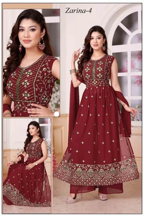 Georgette nayra cut kurti set uploaded by Evergreen on 2/28/2023