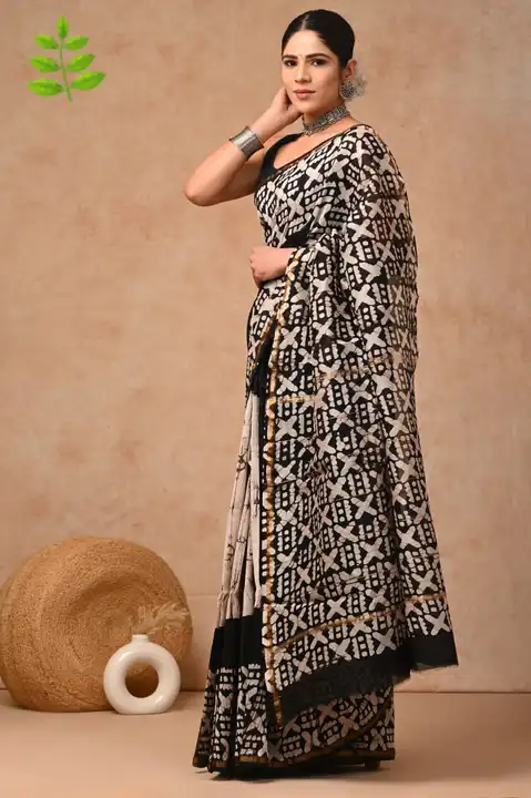 Chanderi sarees with blouse  uploaded by Ashoka bagru print on 2/28/2023
