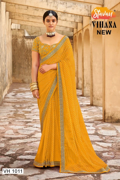🔅 *STAVAN BRAND* 🔅
*RE- LAUNCHING*

🆕 Catalogue - *VIHANA WITH NEW COLOURS* 🆕

*GEORGETT EMBROID uploaded by Aanvi fab on 2/28/2023